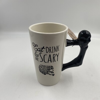 Global Design Ceramic 16oz Eat Drink & Be Scary Skull Handle Mug BB01B13008