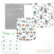 Langsprit Baby Cloth Diaper with Highly Absorbent Bamboo Inserts  Wet Bag