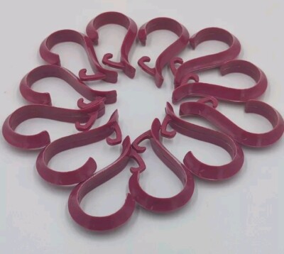 Vintage Pink Hygiene Shower Curtain Rings Hooks 12 pc Hard Plastic 