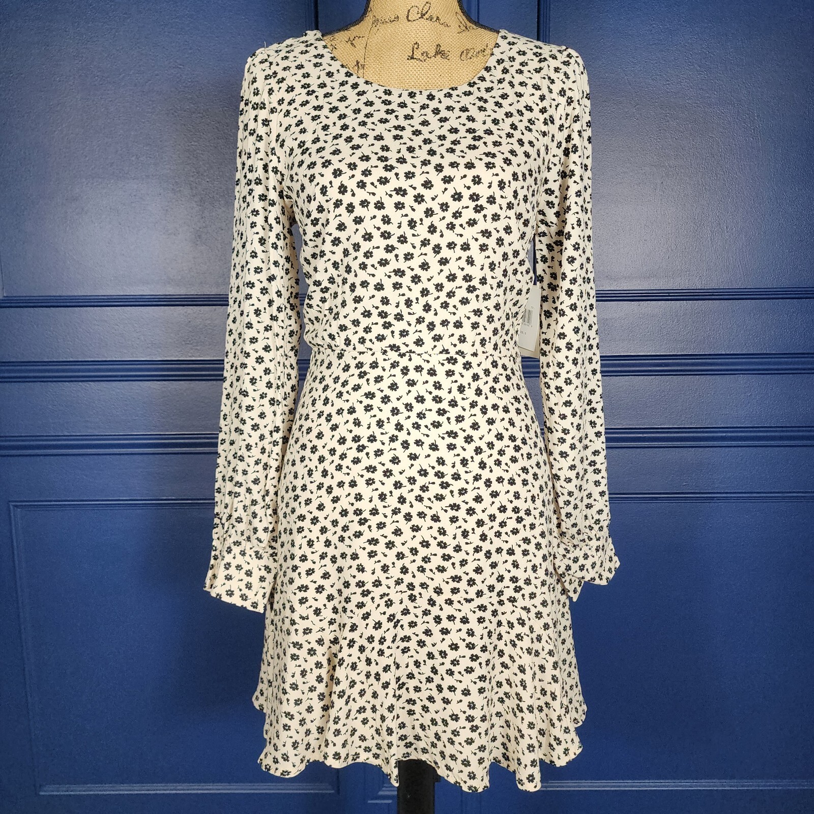 Mini abito swing floreale manica lunga fila A