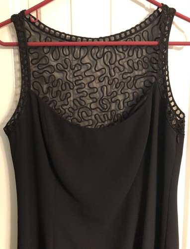 Vestido de Noche Largo Negro Laundry by Shelli Segal Espalda de Encaje, Cóctel, Talla 12 - Imagen 2 de 6