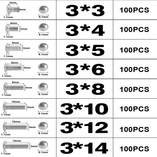 Tanaka Rivet Catalog 800PCS For Tonka Semi Tubular Rivets 1/8