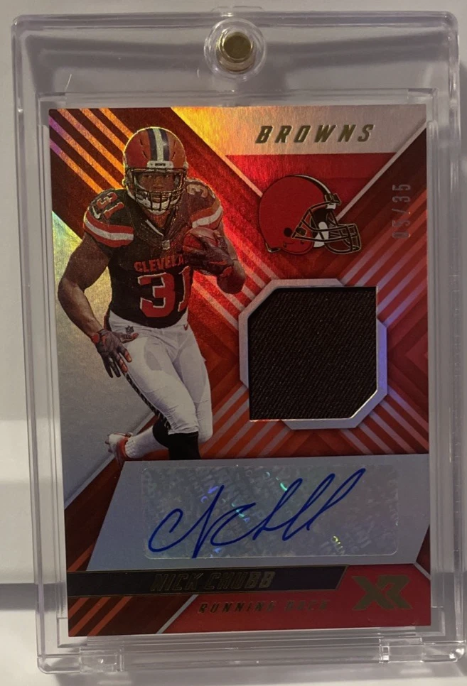 Nick Chubb Panini XR Rookie Swatch Autograph #RSA13 Base