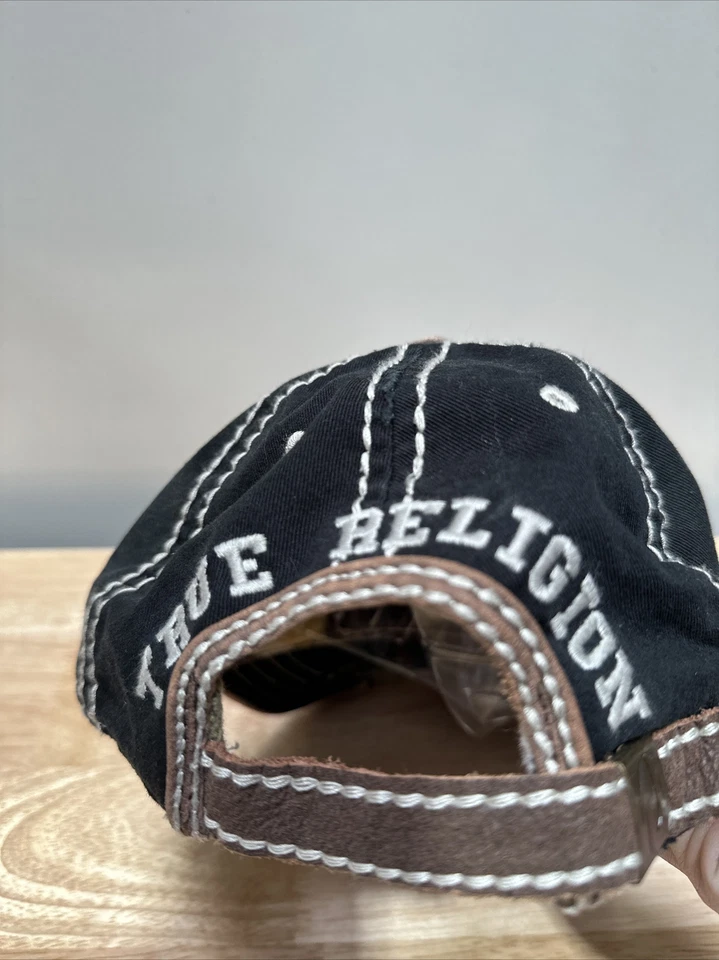 Gorra de béisbol rara de colección TRUE RELIGION angustiada Y2K a cuadros Buda sombrero de camionero Foto 3 de 4