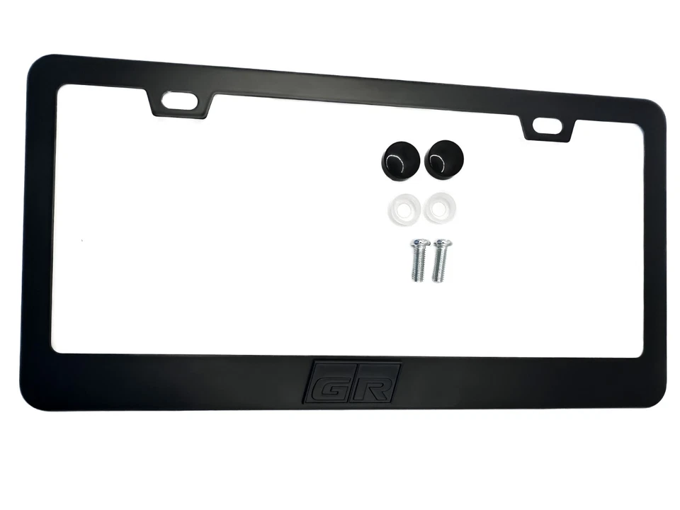 BLACK GR86 GR Emblem License Plate Frame with satin matte Logo Stainless Steel - Image 2 of 3