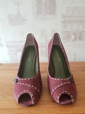 Colin Stuart purple genuine leather/suede open toe high heels shoes,size 5.5UK