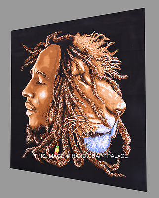 Tiger Bob Marley Cotton Handmade Hippie Indian Wall Hanging