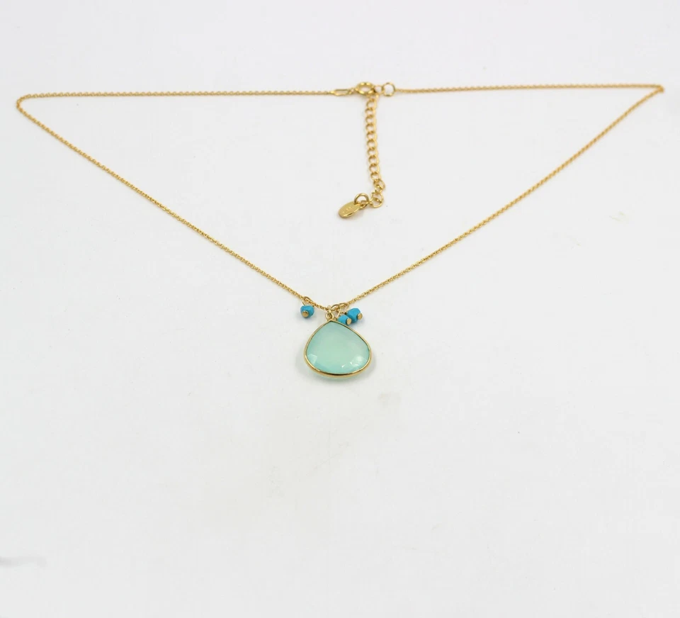 Collana in argento massiccio 925 con pietre preziose di calcedonio placcate i... - Immagine 2 di 4