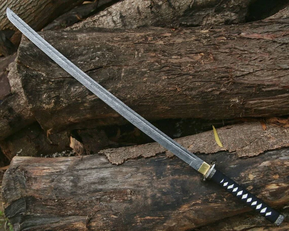 СДЕЛАННЫЙ НА ЗАКАЗ ВРУЧНУЮ КОВАНЫЙ ИЗ ДАМАССКОЙ СТАЛИ МЕЧ КАТАНА БОЕВОЙ МЕЧ ВЫЖИВАНИЯ - Изображение 2 из 4