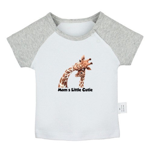 Mam's Little Cutie Tshirt Newborn Baby T-shirts Infant Animal Giraffe Grapic Tee - Picture 15 of 24