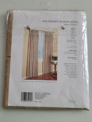 2002 Target Home Tailored Solid Tan Silk Window Panel - 48” x 84” - New NIP - Picture 3 of 5