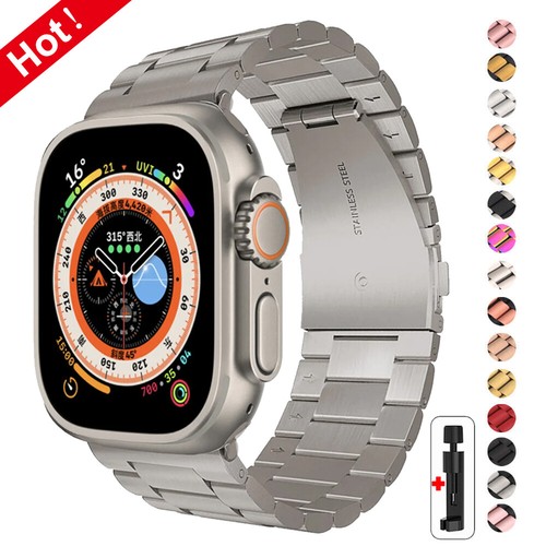 For Apple Watch Ultra Series 9 8 7 6 5 4 Stainless Steel iWatch Band Metal Strap - Picture 1 of 25