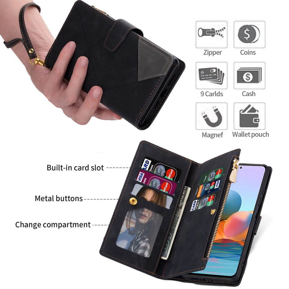 Flip Leather Wallet Cover Case For Xiaomi 13 Note 11 12 Poco X5 Pro 12C K60 F5 - Image 2 of 4