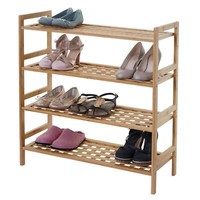 Regal HWC-B53, Schuhregal BüCherregal Standregal Badregal, Bambus, 4 BöDen
