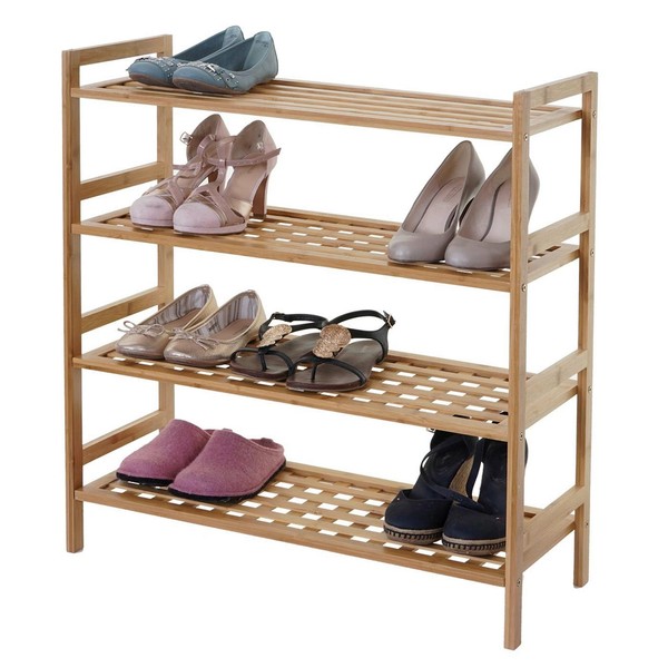 Regal HWC-B53, Schuhregal BüCherregal Standregal Badregal, Bambus, 4 BöDen-image