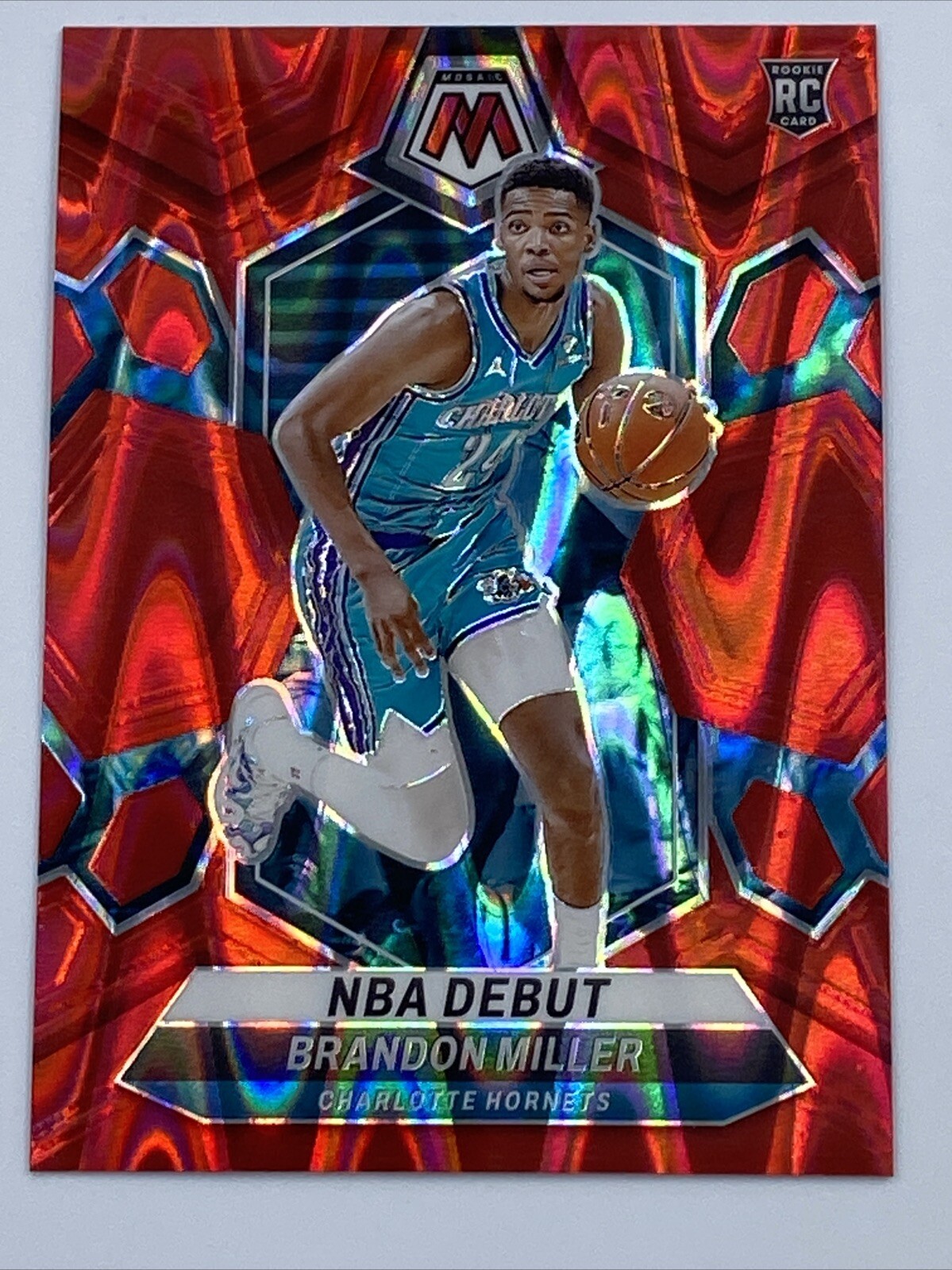 Brandon Miller 2023-24 Mosaic Basketball Rookie NBA Debut Red Seismic Prizm /299