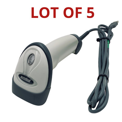 LOT OF 5 Motorola Symbol LS2208 Laser 1D Barcode Scanner Reader w/USB Cable
