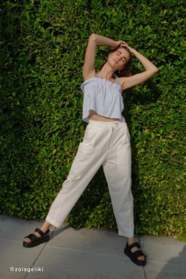 Urban Outfitters UO Kinley Linen High Waisted Cargo Pant White Pocket New  XL 14 | eBay