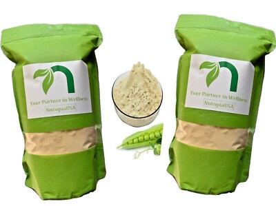 2 Lbs Organic Pea Protein Isolate, Non-GMO, Vegan. Free Shipping!