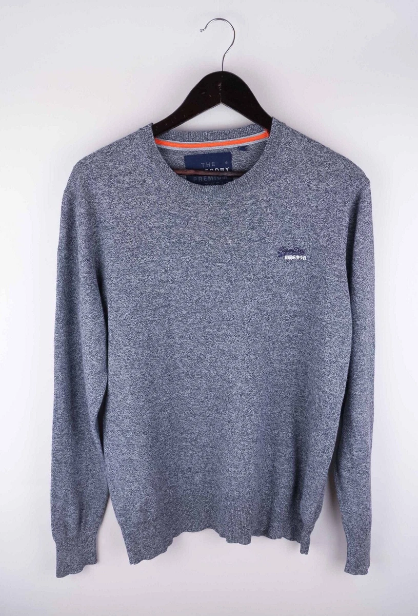 The Superdry Premium Knitwear Co Men Jumper Casual Grey Cashmere Cotton size L