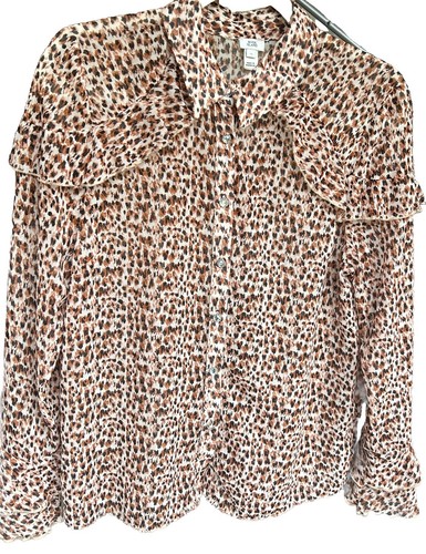 River Island braune Bluse mit Tiermotiv Größe 12