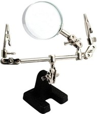 Terza mano 2 pinze tipo coccodrillo + lente d'ingrandimento 4x + base di ghisa