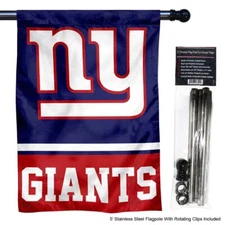 New York Giants House Flag and Chrome 5 Foot Flag Pole