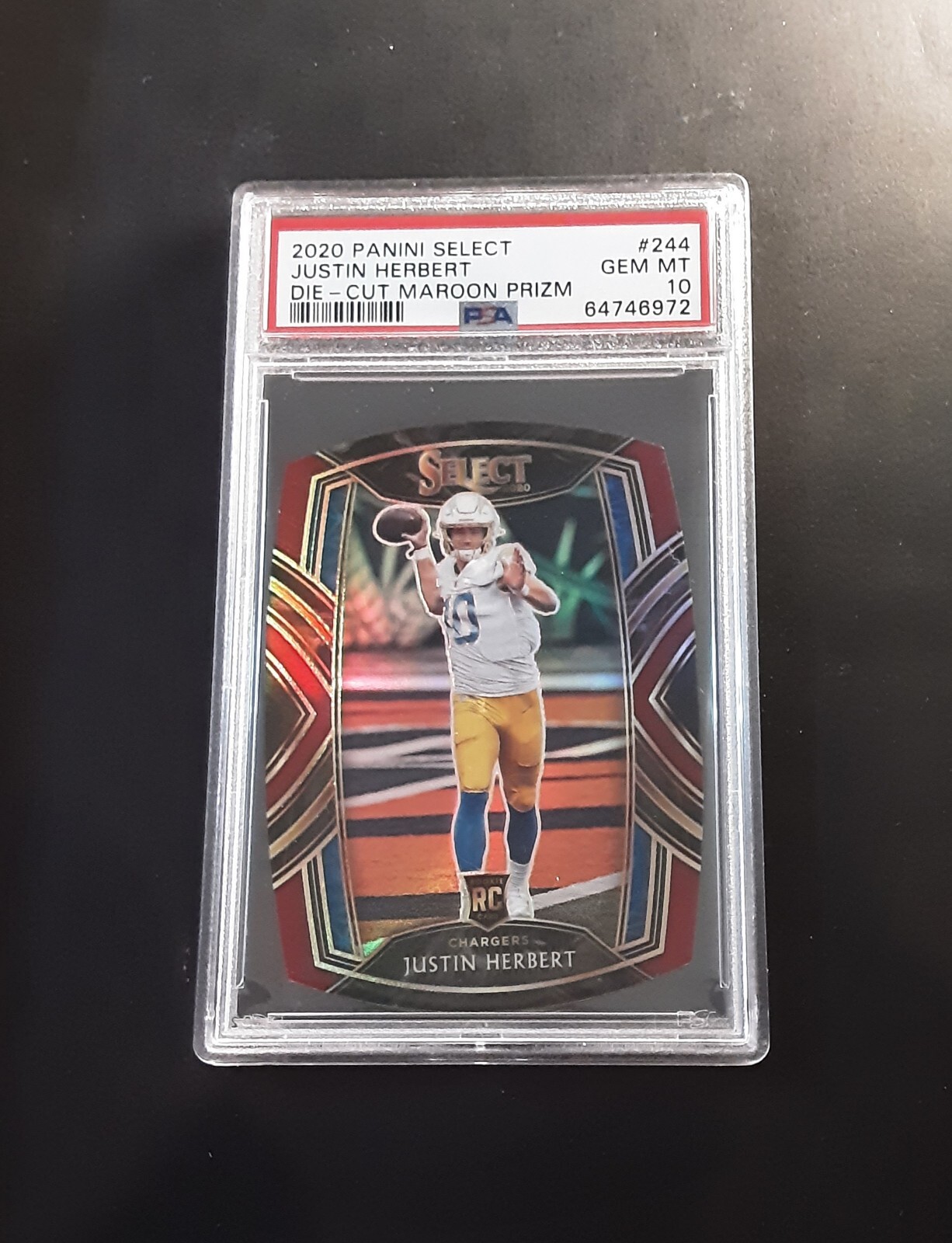 2020 Select Club Level Maroon Prizm Die-Cut Justin Herbert #244 PSA 10 Rookie RC