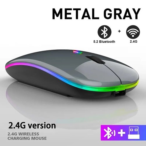 2.4GHz Bluetooth Wireless Optical Mouse USB Rechargeable RGB Mice for PC Laptop - Imagen 9 de 10