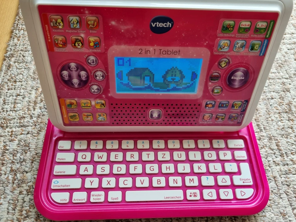 VTech - Pink Kindercomputer School & Go, 2 in 1 Tablet