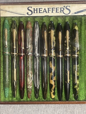 SHEAFFER INCREDIBLE LOT OF 10 DIFFERENT  SLENDER  BALANCE (875) FOUNTAIN PENS