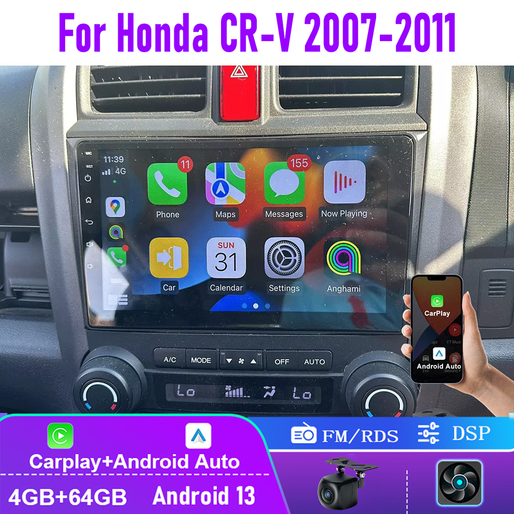 Android 13 Autoradio Für Honda CRV 2011-2018 - 9 Zoll Mit Carplay & Android Auto