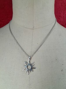 Joy-3638. Sun Motif Silver Necklace With Chain. 20th Century
