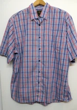 F/X Fusion Shirt Mens XL Blue Red Button Up Short Sleeve Classic Preppy Top