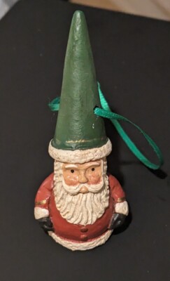 Jim Shore Santa Pencil Folk Art Rare 1991 Signed Roly Poly Gnome Green Hat 2087