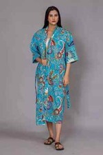 Indian Cotton Floral Print Kimono Handmade Kimono Bath Robe Night Maxi Gown Robe