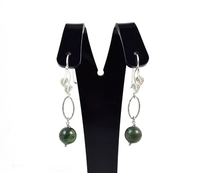 Ohrringe Ohrhänger aus Jade Nephrit und 925 Silber. Made in Italy