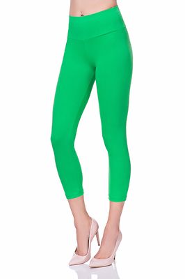 High Waist Cropped 3/4 Länge Baumwolle Capri Leggings mit Bedienfeld LWP34