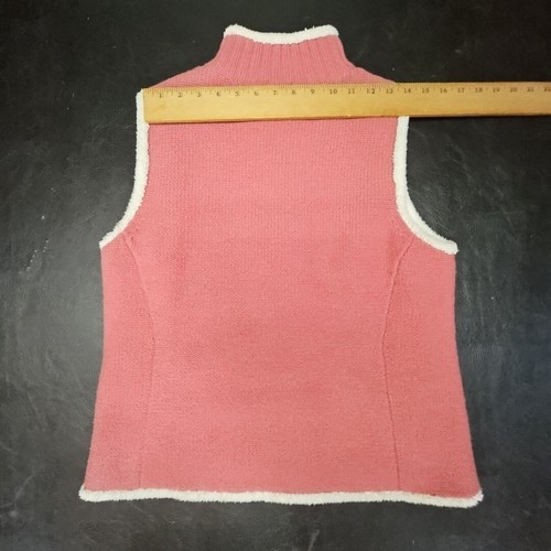 LL Bean Knitted Lined Vest Womens Lambs wool SHERPA L.L BEAN pink - Picture 9 of 9