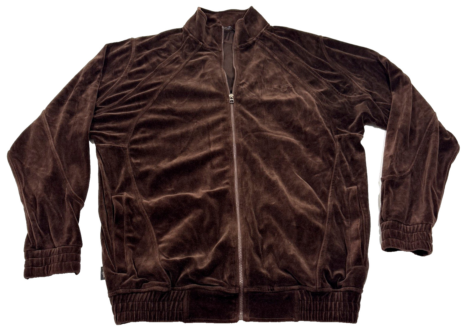 Sean John Velour Track Jacket Vintage Y2K Men’s 2XL Cyber Brown Hip Hop EUC
