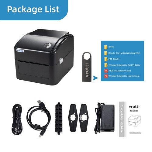 VRETTI 420B Direct Thermal Shipping Label Printer 4x6 USB New Original Packaging - Afbeelding 2 van 5