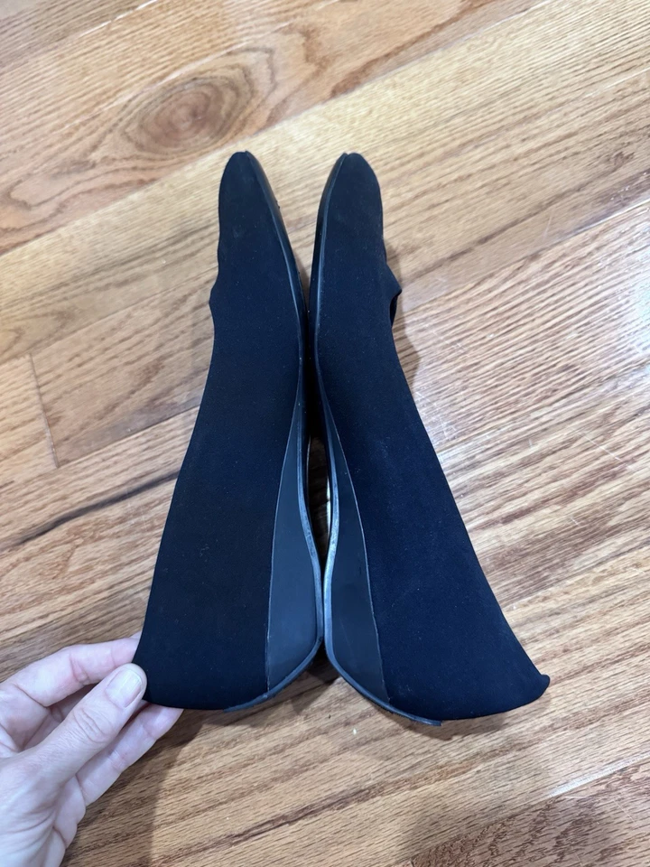 Salvatore Ferragamo Black Low Wedge Flats Soft Stretch Nylon US 9 *Worn Twice - Image 4 of 4