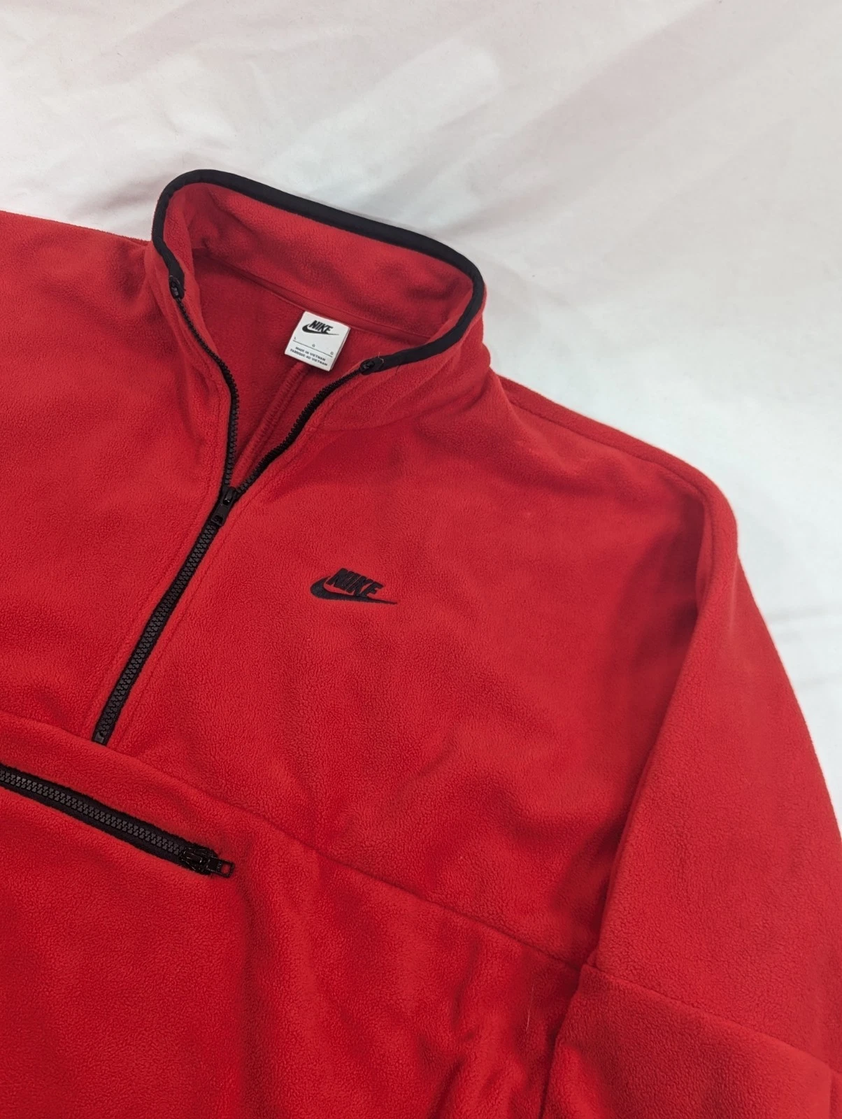 Nike Anorak Pullover Fleece Half Zip Sweatshirt Red Men’s Large Big Baggy EUC
