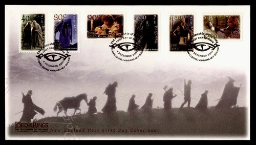 DR WHO 2001 NEW ZEALAND FDC LORD OF THE RINGS CACHET COMBO $2 M69420
