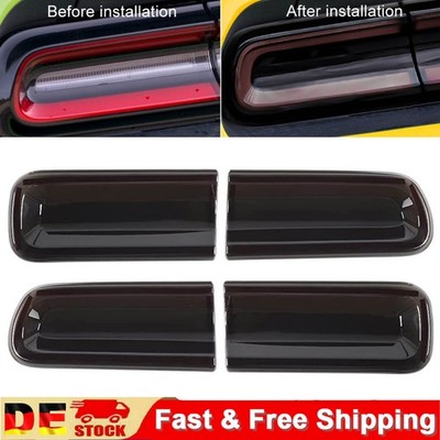 Smoked Tail Light Covers Rear Light Guards Trim for Dodge Challenger 2015-2023
