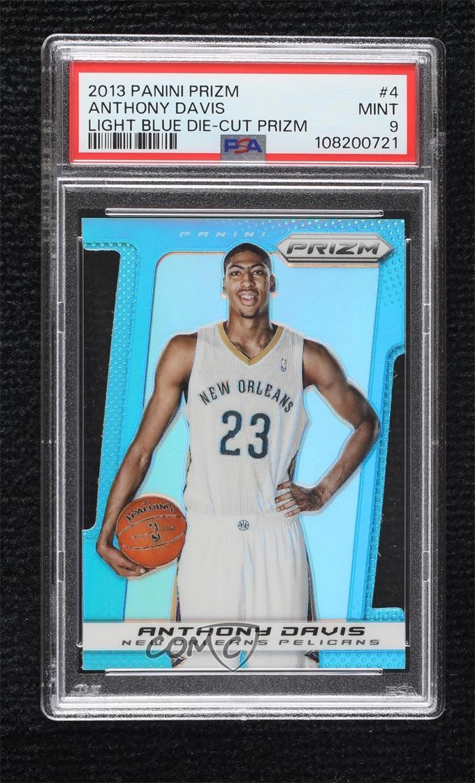2013-14 Panini Prizm Light Blue Prizm Die-Cut /199 Anthony Davis #4 PSA 9 MINT