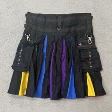 Deluxe hybrid Black/Rainbow Utility Cargo Kilt With Two Pockets Size 40  