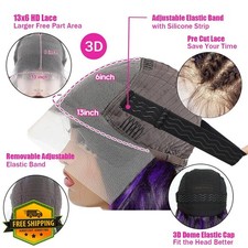 MARRY MOON 18" Purple Ombre Human Hair Lace Front Wig