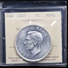 1947 $1 ICCS MS62 Blunt 7 *4/4* Canada Silver Dollar Frosty Lustrous Blast White