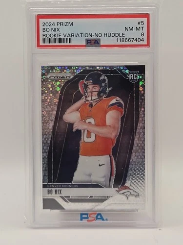 2024 Prizm #5 Bo Nix Rookie Variation-No Huddle PSA 8